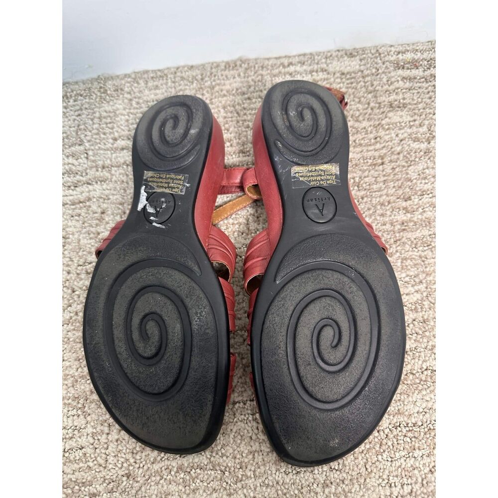 Clarks Artisan Red Leather Strappy Comfort Slingback Sandals Women's Size 8.5 M - Picture 4 of 5